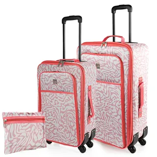 ITACA - Kofferset Weichschale, Koffer Set 3 Teilig, Reisekoffer Set Mit Handgepäck, Weichschalenkoffer Mit 4 Rollen Für Reisen. Zahlenschloss, Beige-Koralle