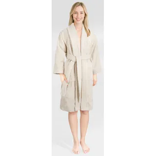 hammetex "Ren, 100% Baumwolle" Gr. M, beige, L:100cm, Baumwolle, Hausmäntel, 380 g/m2 Frottee Bademantel mit Taschen – Saugfähig & Weich