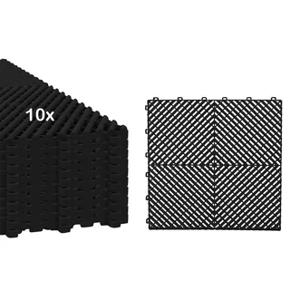 Torado® Garagenboden Belag Fliesen Garagen Boden Matten Werkstatt Kunststoff Belag Werkstattboden Klickfliesen Platten (10 Stk. schwarz)