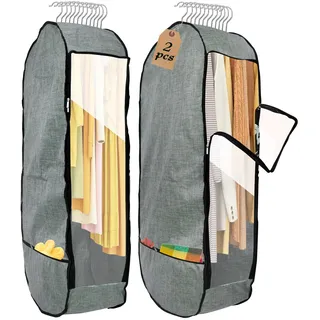 127 cm Kleidersäcke zum Aufhängen von Kleidung, Chakera, groß, atmungsaktiv, Kleidersack für Schrank, Aufbewahrung mit 25.4 cm Zwickel, 2 Packungen, Grau