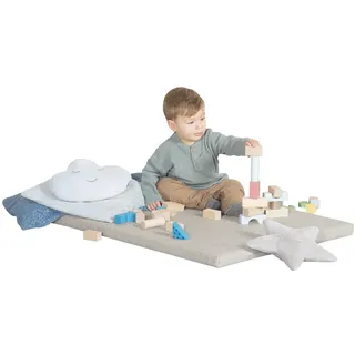 roba Luxe Greyish gesteppt, 78 x 100 cm", grauish gesteppt, Lernspielzeug, KinderB:78cm H:4cm L:100cm, Baumwolle, Polyester, Passend für Kletterdreieck sowie Indoor-Kletterturm, B:78cm H:4cm L:100cm