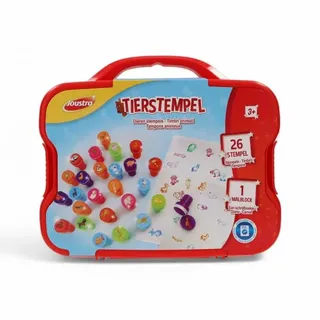 Selbstfärbende Tierstempel im Koffer (26 Stempel & Malblock)