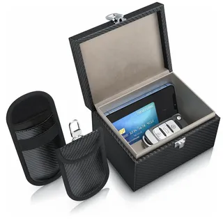 Aplic Keyless Go Schutzbox, 3-tlg., inkl. 2 Schlüsselhüllen, Kartentresor, Signal Blocking