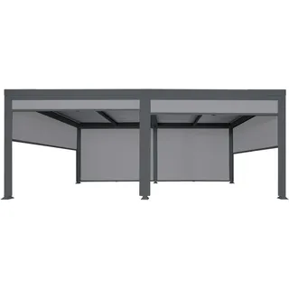 Mendler Alu Pergola HWC-L41 mit 6x Seitenwand, Lamellen-Pavillon, stabiles 8cm-Metall-Gestell 3x6m ~ anthrazit