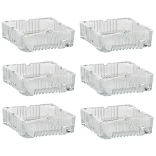 Spetebo Glas Aschenbecher eckig 10 cm - 6 Stück - Tisch Ascher transparent Außen