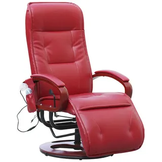 berlinlodge Massagesessel Athene Leder 69 x 118 x 143 cm Rot drehbar mit Massagefunktion