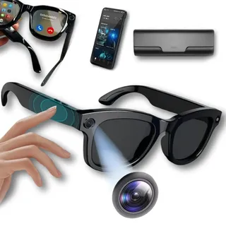 CyanVue AI Smart Glasses, 2025 KI übersetzer brille mit kamera 8mp Blaulichtfilter, AI Real-Time Translation(144 Sprachen), Freisprechen & Musik & Sprachassistent für Business, Reisen (Sunglasses)