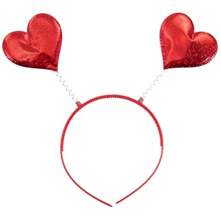 Oblique Unique Oblique Unique® Herz Haarreifen mit 2 Herzen in Rot und Glitzereffekt als Fasching Karneval Motto Party Kostüm Accessoire