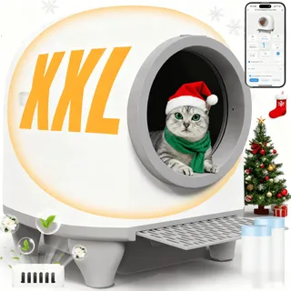 Devoko LALAHOME Selbstreinigende Katzentoilette RealScooper Pro, 80L Katzenklo Selbstreinigend, Geruchsbeseitigung, 5G App, UV-Sterilisation, Mehrfachschutz, Hygienisch, Große Fassungsvermögen für Mehrere