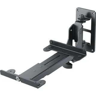 K&M 24166 Boxenwandhalterung M mit verstellbarem Ausleger, 108° Schwenkung - aus Stahl Schwarz - 15-22 cm - bis 15 kg