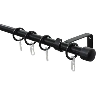GARDINIA Gardinenstangen Set 1-läufig Cap Schwarz ausziehbar