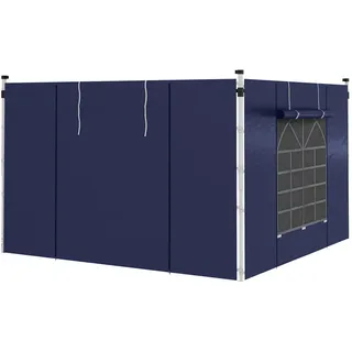 Outsunny Seitenwände für Pavillon 3 x 3/3 x 6 m 2 Stück 1,95 x 1,90 m Blau