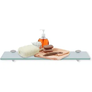 Swanew - Glasablage Glasregal ideal für Bad, Dusche und zur modernen Dekoration mit Halterung aus Edelstahl Milchglas 8mm 60x10 cm