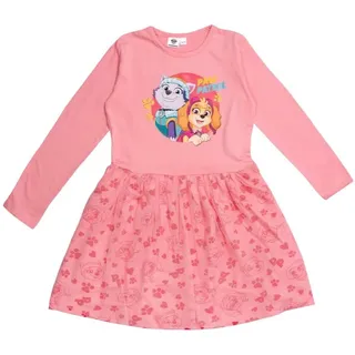 UNITED LABELS Paw Patrol Kleid für Mädchen - Skye & Everest Kleidchen Mesh Rock Langarm Pink (DE/NL/SE/PL, Numerisch, 122, 128, Regular, Rosa) - 122-128