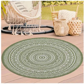 TeppichHome24 Outdoorteppich, Rund grün 120 cm x 120 cm