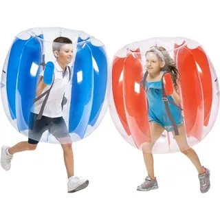 Vevor Aufblasbare Bumper Balls 2er-Pack, 0,9 m Bälle Kinder & Jugendliche, PVC-Bumper-Stoßball für Teamspiele im Freien, Outdoor Spielzeug für Spielplatz, Hof, Rote Streifen ...
