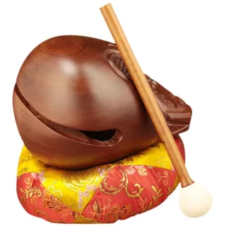AWHAO Mokugyo Set mit Schläger Und Matte, Holzfischtempelblock für Meditation, 3inch