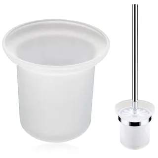 wlsvega ToilettenbüRstenhalter - KlobüRstenhalter Wand - Ersatzglas wc BüRste - Mattiertes Anti-Rutsch-Design, Wandmontage,Platzsparend,Geeignet FüR Privathaushalte und öFfentliche Toiletten