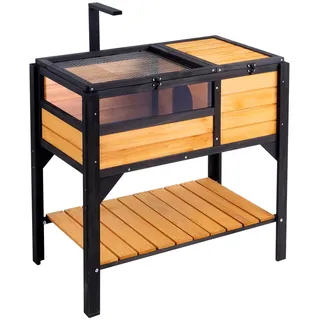 Vevor Schildkrötenhabitat, Schildkrötenhaus aus Holz für drinnen und draußen, Schildkrötengehege mit Lichtständer, Reptiliengehege Kleintierkäfig mit Standbeinen für Gecko, Eidechse, Schlange