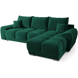 bromarkt Ecksofa NUBES Schlaffunktion Bettkasten L-Form 298x184x85cm Grün & Couches, Wohnlandschaften, Ecksofas