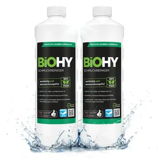 BiOHY Schmuckreiniger (2 x 1 liter) | Aktive Glanzformel | flüssiges Konzentrat für jedes Ultraschallgerät | für Uhren, Schmuck und Edelmetalle | effektive Ultraschall Reinigung