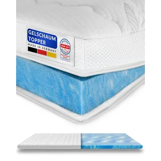Premium Gelschaum-Topper 200x200 cm mit RG 50 - Hochwertiger Lyocell-Bezug - Antirutschfunktion - Umlaufendes Klimaband - Qualität Made in Germany - Gel-Topper 200 x 200