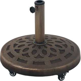 Outsunny Sonnenschirmständer aus Beton, Schirmständer mit Rolle, Rund Schirmhalter, Schirmgewicht, Ständer für Sonnenschirm 34/38/48mm Rohrdurchmesser, für Balkon, Terasse, Garten, Bronze   Aosom