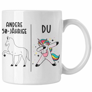 Trendation Tasse Trendation - 50. Geburtstag Frauen Tasse Einhorn Geschenk Geschenkidee weiß