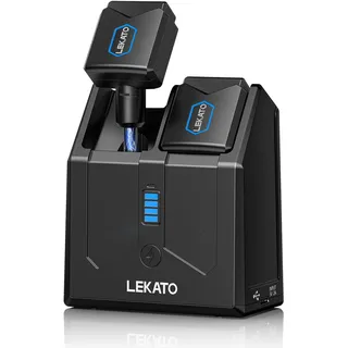 Drahtloses Gitarrensystem, LEKATO 5.8GHz drahtloser Gitarrensender-Empfänger mit Ladebox 4 Kanal für Gitarre, Bass, elektrische Instrumente