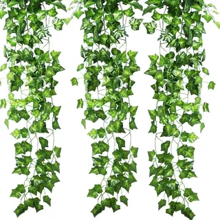 KASZOO 6 Stück Efeu Künstlich, Efeu Girlande 42Ft Fake Efeu für Büro, Küche, Garten, Party Wanddekoration, 253-6tiaoshuye