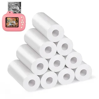 Diboniur 10 Rollen Thermopapier Kinderkamera, Thermopapier für Sofortbildkamera Kinder, Thermodrucker Papier für Kinderkamera Sofortbildkamera, Kinder Sofortbildkamera Papier Weiß, 57mm x 25mm