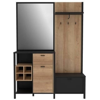 Forte Kompaktgarderobe High Rock Holzoptik Schwarz, Braun Schwarz /