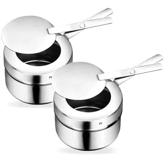 TELANKS Brennpastenbehälter Edelstahl 2 Stück, Brennpaste Behälter für Fondue Speisewärmer oder Chafing Dish