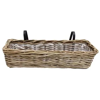 Balkonkorb Rattan hängend Antikgrau 46x19x15 cm Van der Leeden