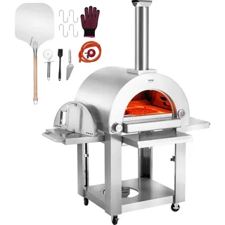 Vevor Dual-Fuel-Pizzaofen für den Außenbereich, tragbarer 558mm Pizzaofen, pellet- und gasbetriebener Outdoor-Pizzaofen mit verdicktem Cordierit-Pizzastein, für Camping und Garten