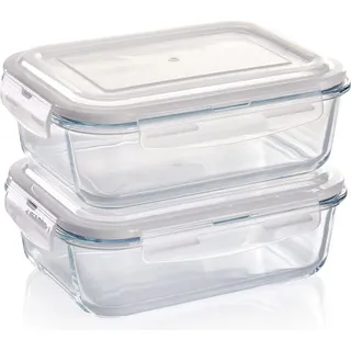 cp creative products Frischhaltedose Glas braun rechteckig 2 x 1,52 l