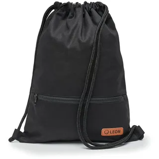 By Bers Turnbeutel Leon By Bers Turnbeutel Beutelrucksack Freizeitrucksack (Tagesrucksack Turnbeutel Beutelrucksack Freizeitrucksack für Strand Sport Festival Freizeit Alltag Einkauf aus Baumwolle Innentasche Schlüsselband) schwarz