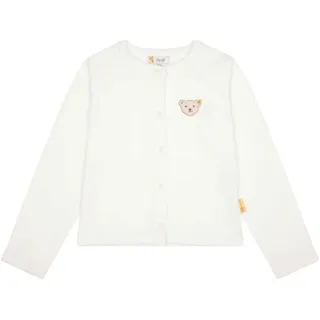 Steiff Mädchen Strickjacke - Teddy-Applikation, Rundhals, Knopfleiste, Baumwolle Natur 92
