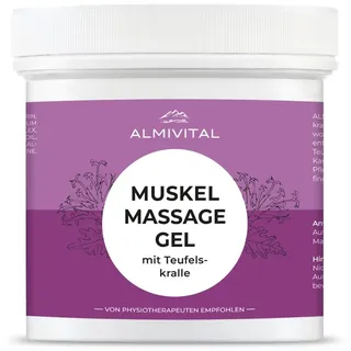 ALMIVITAL Muskel Massage-Gel mit Teufelskralle – 500 ml | Kühlgel gegen Muskelschmerzen, Gelenkschmerzen & Muskelverspannungen | Salbe für Nacken, Schulter, Rücken & Sport