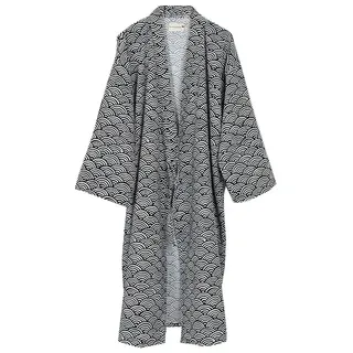 Dunkle gewellte Männer Yukata Roben Kimono Robe Khan gedämpfte Kleidung Pyjamas - L