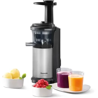 Panasonic MJ-L500S Slow Juicer / Entsafter / 2 Einsätze für Säfte & tiefgefrorene Zutaten / Frozen Joghurt / Silber