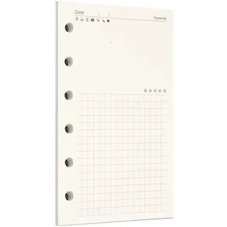 Zelten Lose-Blatt-Lochpapier-Nachfüllpackungen Papier für 6-Loch-Binder Persönlicher Organizer Tagebuch Notizbuch Nachfüllbarer Planer, Favorites, A7/6 Hole