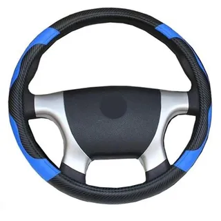 Lenkrad Abdeckung Auto Lenkradbezug Bus LKW Für 36 38 40 42 45 47 50 cm Außendurchmesser Blau Rot Mikrofaser Leder Lenkradhülle Lenkradschoner(Blue 42CM)
