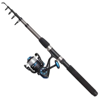 DAM Full Tech Tele Spinning Combo, Süßwasserangler Angelrute Rolle Hecht Barsch Zander Mehr, Starkes Leichtgewicht Vielseitig, Schwarz Grau, 1.80m Mäßig schnelle Rute, 2000er Rolle