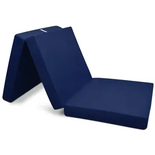 Klappmatratze Klappmatratze Gästebett Faltmatratze Campix, 90x200cm, Dunkelblau, Beautissu, 10 cm hoch, Klappmatratze Gästebett klappbar 90x200 cm Faltmatratze Gästematratze blau 90 cm x 200 cm x 10 cm