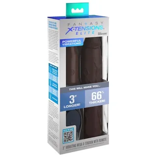 Pipedream Fantasy X-tensions Elite 3" Vibrating Mega X-tension with Remote - Brown, Brown, 22,9 cm