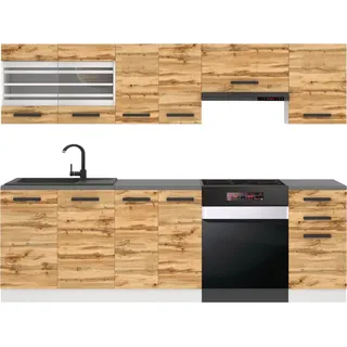 Belini Küchenzeile Küchenblock Lily - Küchenmöbel 240 cm Einbauküche Vollausstattung ohne Elektrogeräten mit Hängeschränke und Unterschrän... - Braun