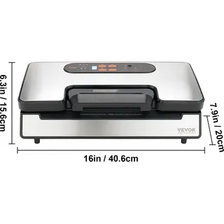 Vevor Vakuumiergerät 130W Vakuumierer 90Kpa Einschweißgerät 30cm Dichtungslänge Folienschweißgerät für trockene oder feuchte Lebensmittel Inkl. 10x Vakuumbeutel,2x Vakuumbeutelrolle und Schlauch