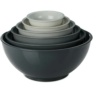 Relaxdays Rührschüssel, Set, Schüsseln Zum Kochen & Backen, verschiedene Größen, Salatschüssel, Kunststoff, grau