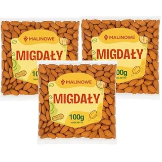 Malinowe kalifornische Mandeln, ganze Mandel ausgezeichnete Premiumqualität 3x100g